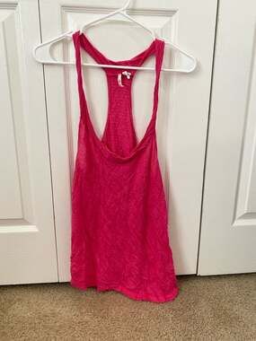 Cotton & Fade Pink Metallic Sparkle Racerback Tank Top Y2K